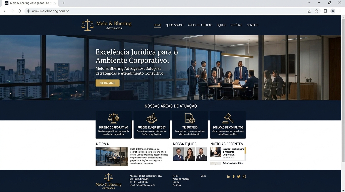 Capa do site Melo & Bhering Advogados criado pela Agência Crigo